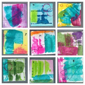 small works on paper 4 x 4" each SOLD